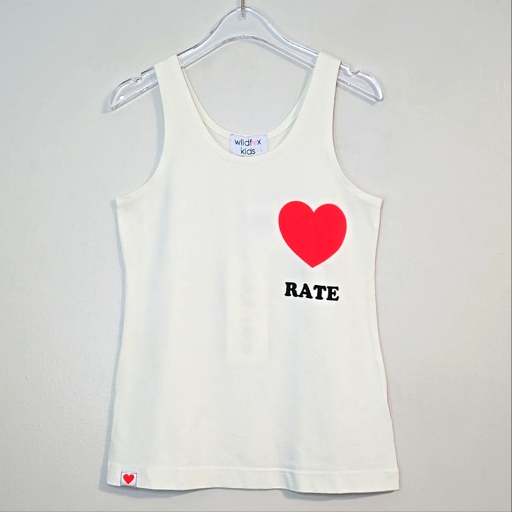 Wildfox Kids Cream 100% Cotton "❤️ RATE" Tank Top, Size 10-12* ~ NWT